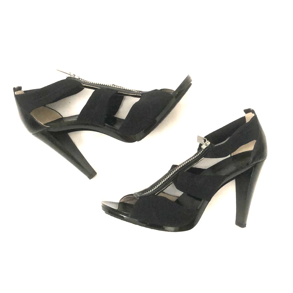 Michael kors zip up black open toe strappy heels